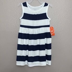 Toddler girl 4T stripe dress. Navy blue and white.